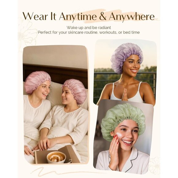 Sleep Bonnet Breathable Mesh and Satin Hair Cap for Curly Straight Hair